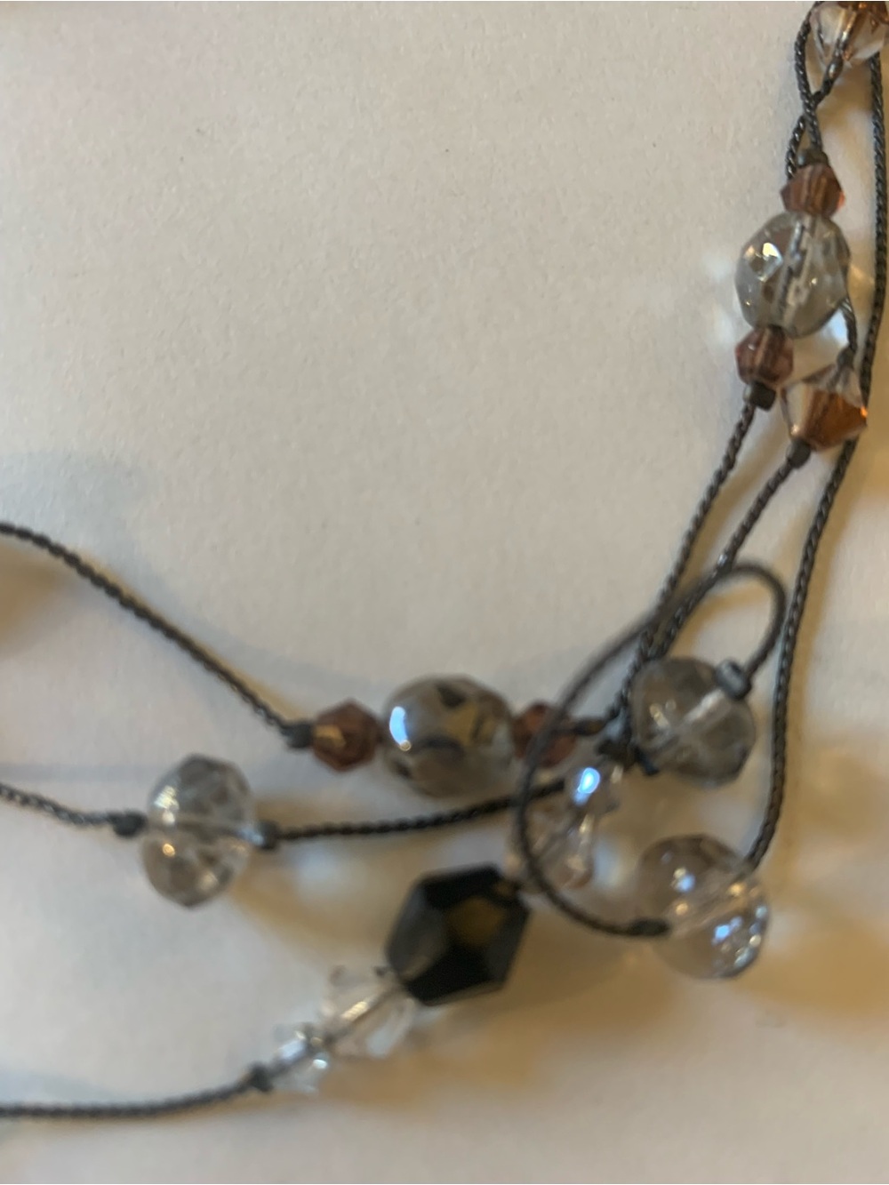 Multi-Strand Gray and Clear Beaded Women’s Necklace